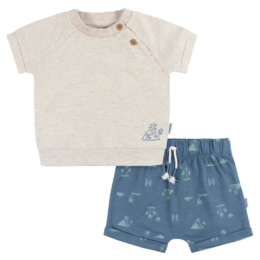 Gerber Toddler Shirt + Shorts Set - Surf 12M, 18M, 24M - Tiniest Toes
