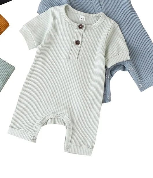 Baby Solid Short Sleeve Romper - Tiniest Toes