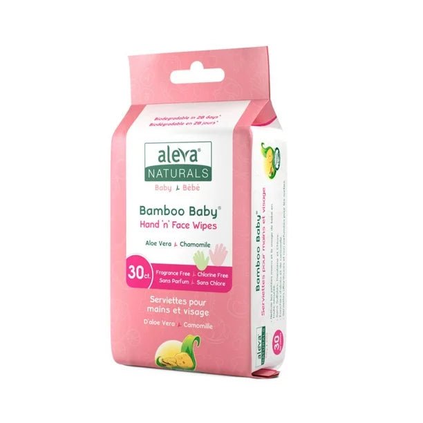 Aleva Naturals Bamboo Baby Hand 'n' Face Wipes 30 count - Tiniest Toes