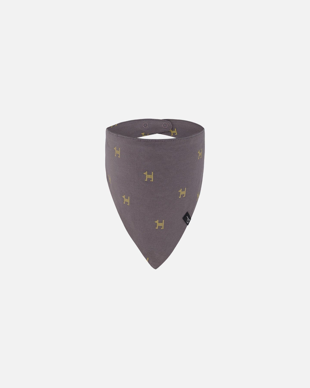 Organic Cotton Bib Dark Grey With Printed Pixel Dog