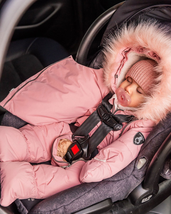 One-Piece Baby Snug Snowsuit Designed For Car Seat Dark Gray Blue