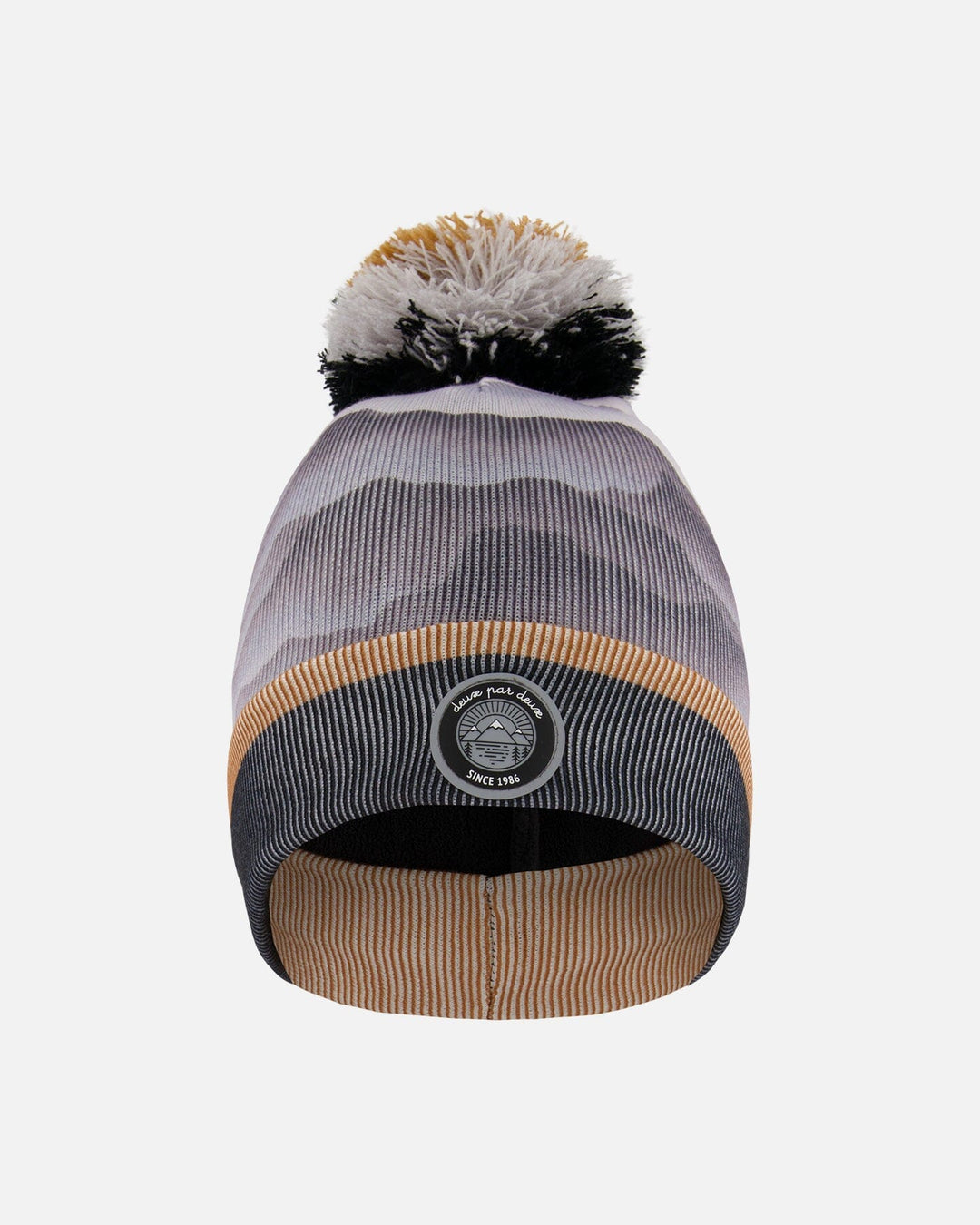 Knit Hat Gray With Mountains