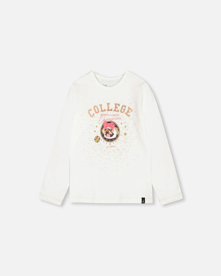 Organic Cotton T-Shirt With Print Off White