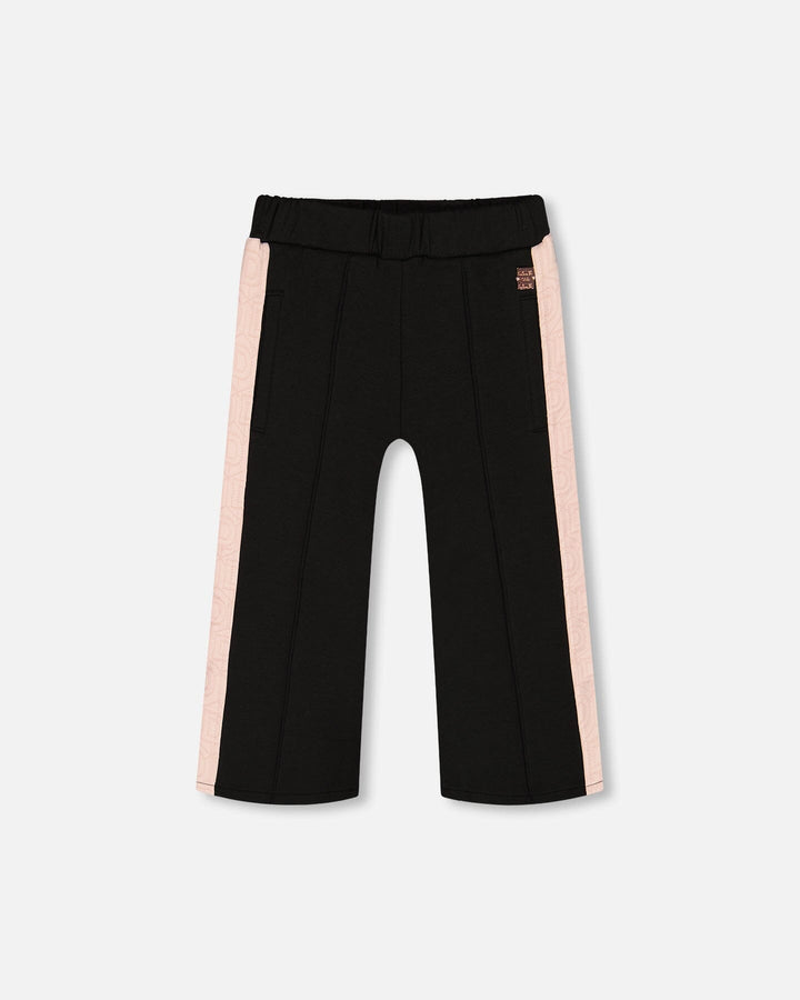 Cropped Wide Leg Pant With Contrast Band Black