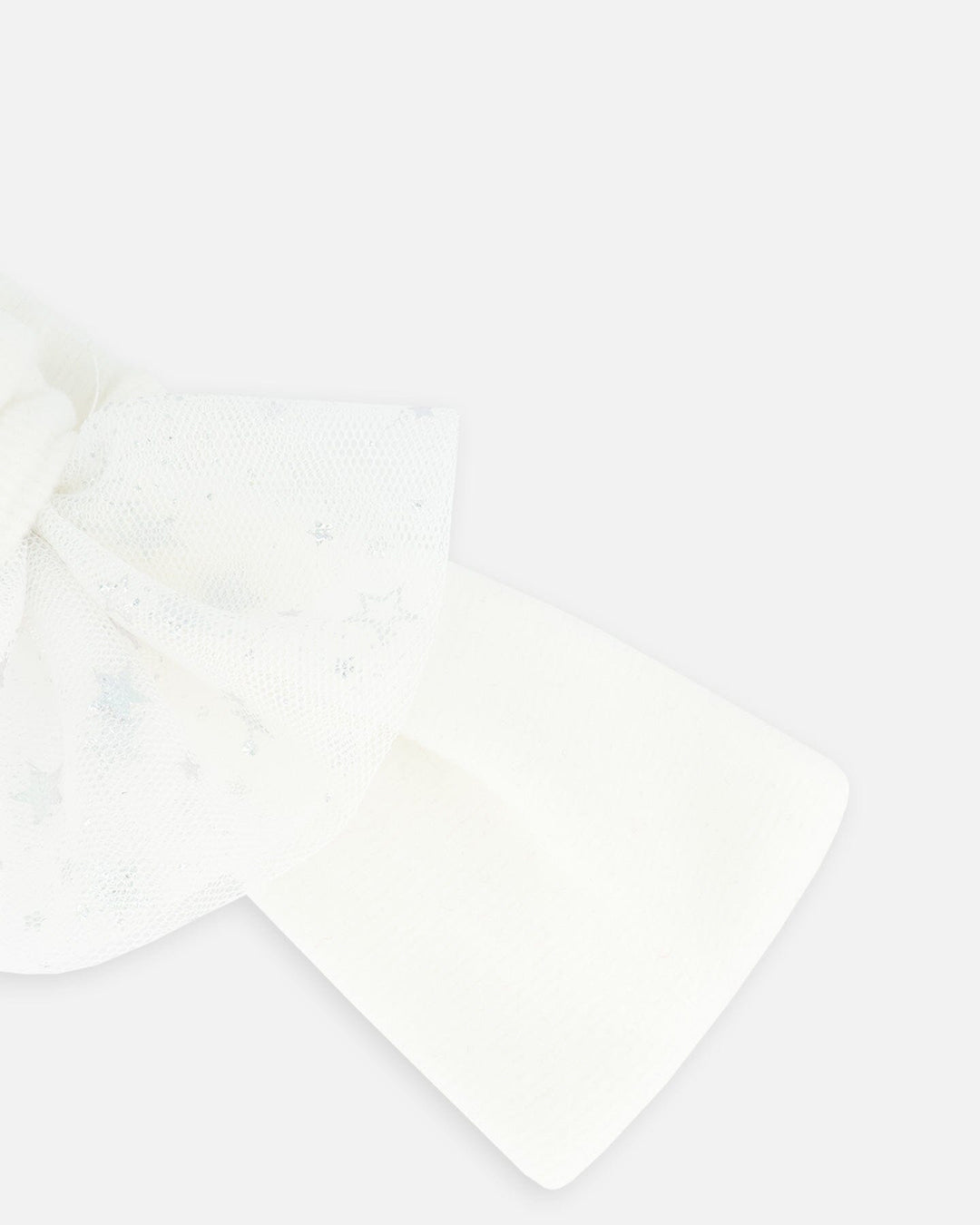 Headband With Glittering Tulle Bow Off White