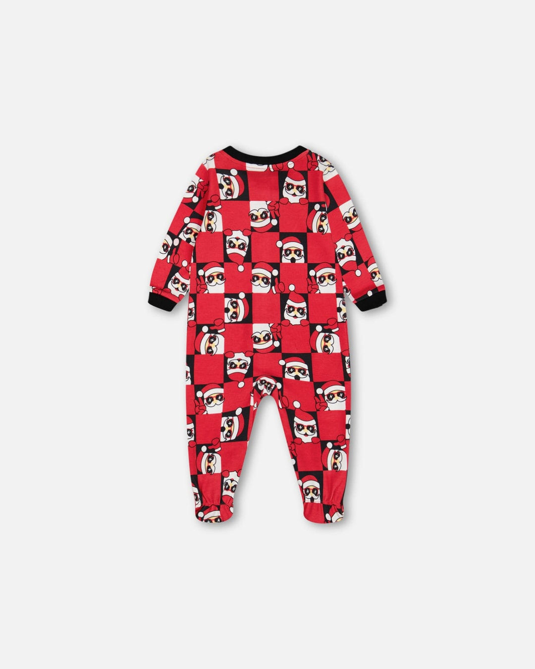 Organic Cotton One Piece Pajama Red Printed Santa