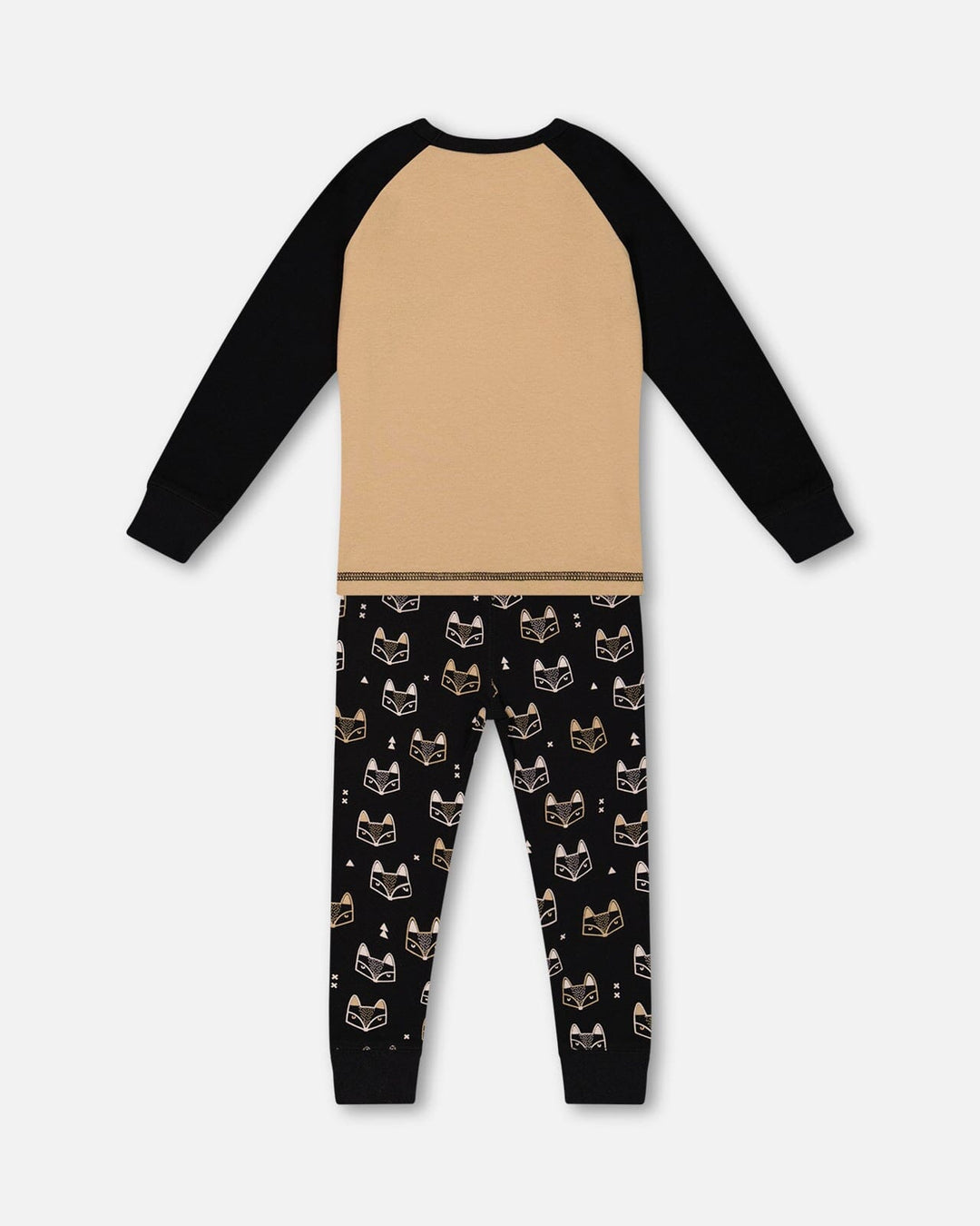 Organic Cotton Two Piece Pajama Set Black Printed Fox