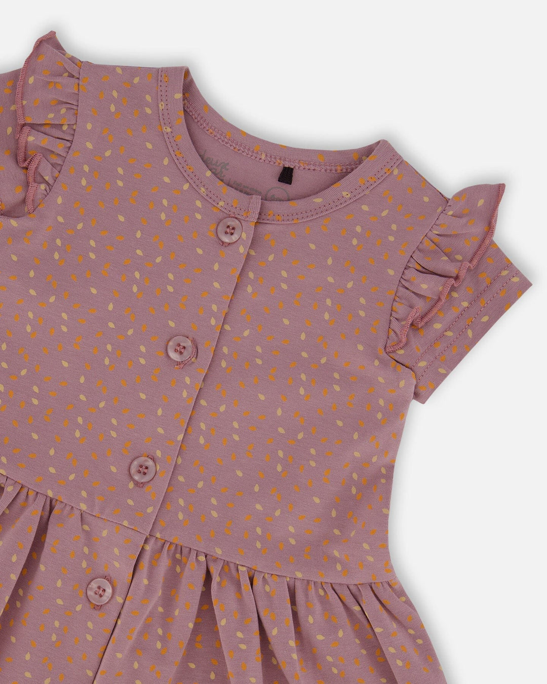 Printed Organic Cotton Dress And Solid Leggings Set Orange And Purple