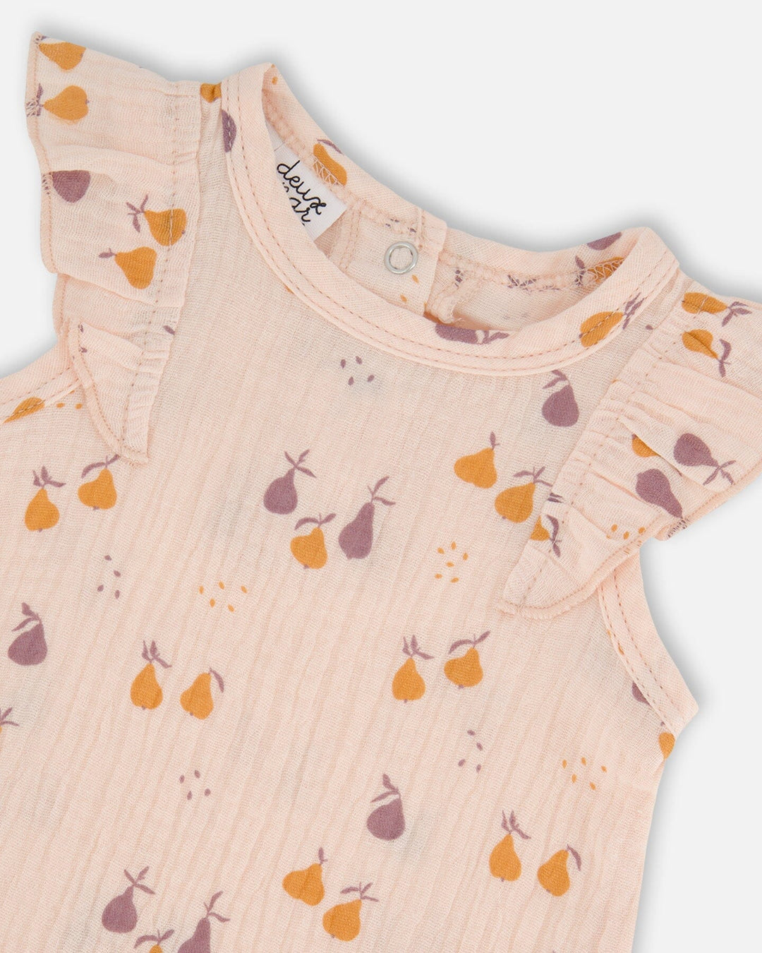 Printed Muslin Top And Bloomer Set Peach With Pears