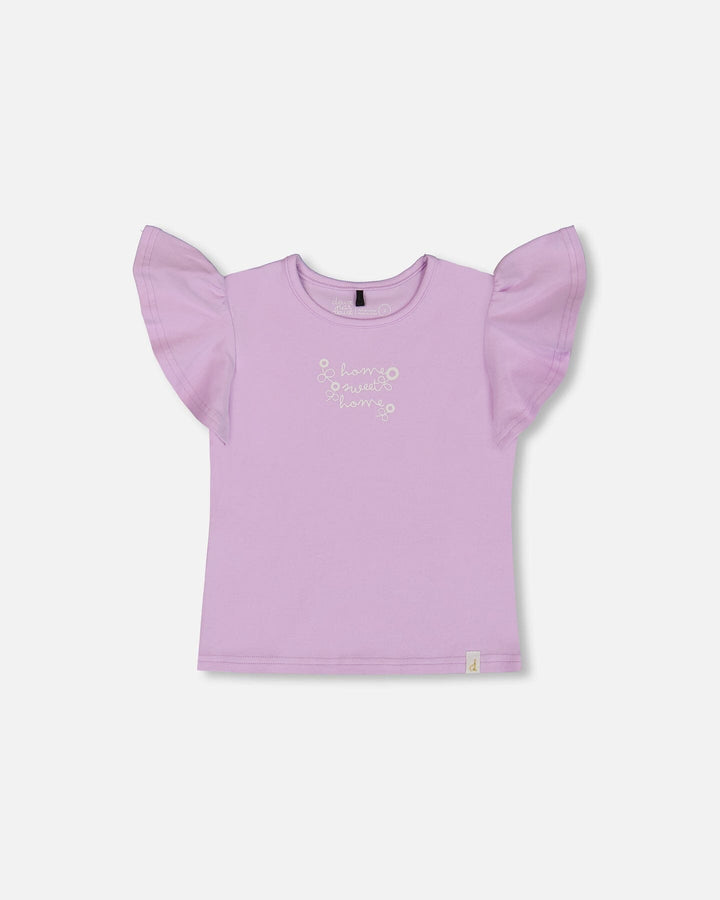 Flutter Sleeve Top With Print Lilac