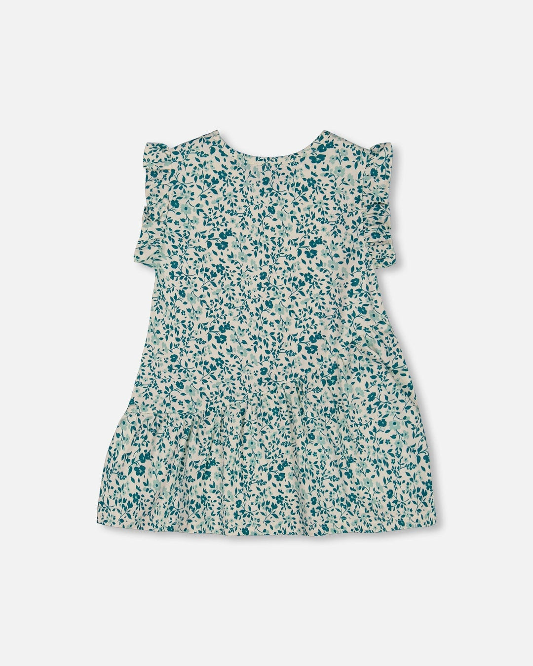 Printed Organic Cotton Tunic Top Small Turquoise Flowers