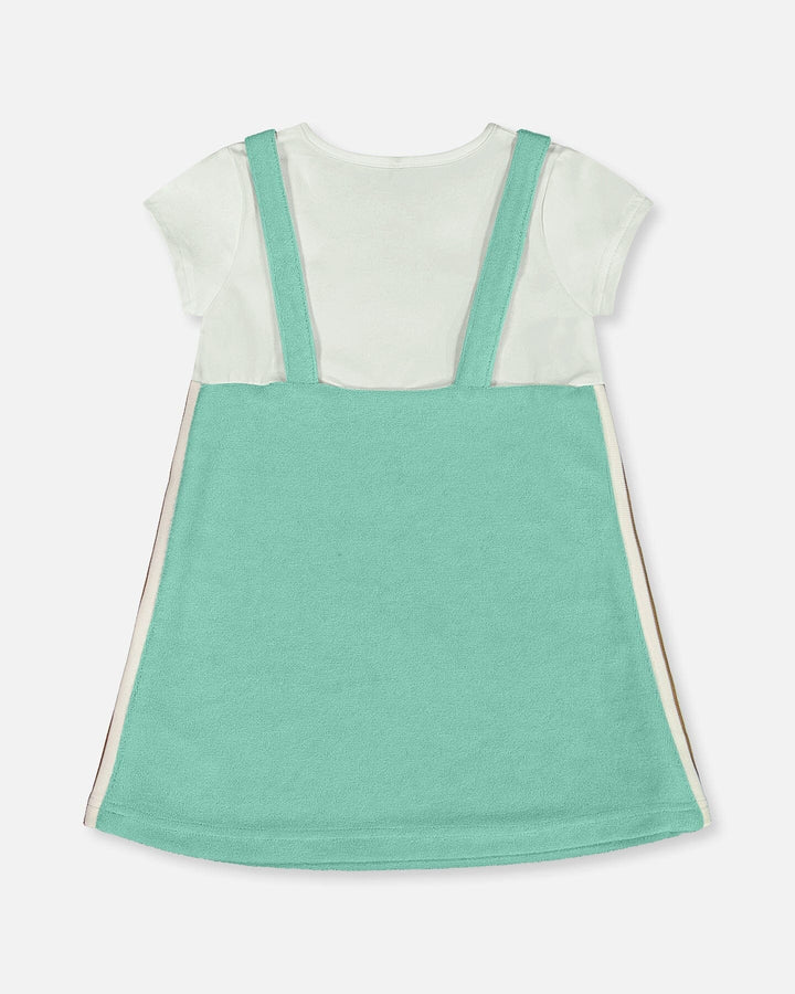 Terry Cloth Dress Turquoise And Off-White