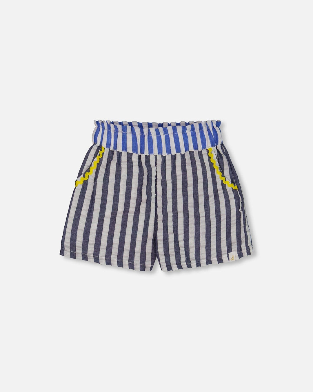Seersucker Short Navy Blue And White