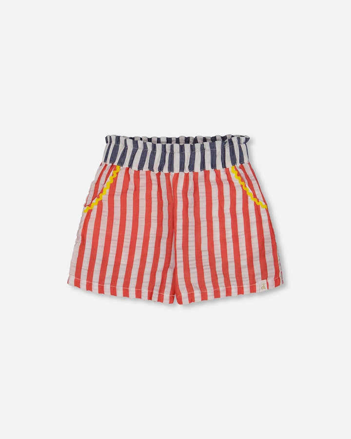 Seersucker Short Red, White, And Black