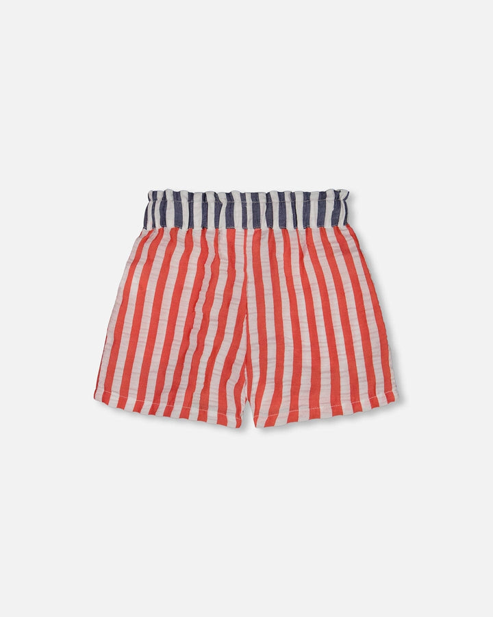 Seersucker Short Red, White, And Black