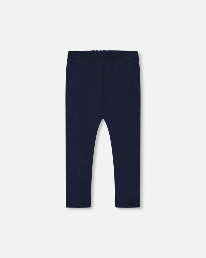 Organic Cotton Capri Leggings With Mesh Navy Blue