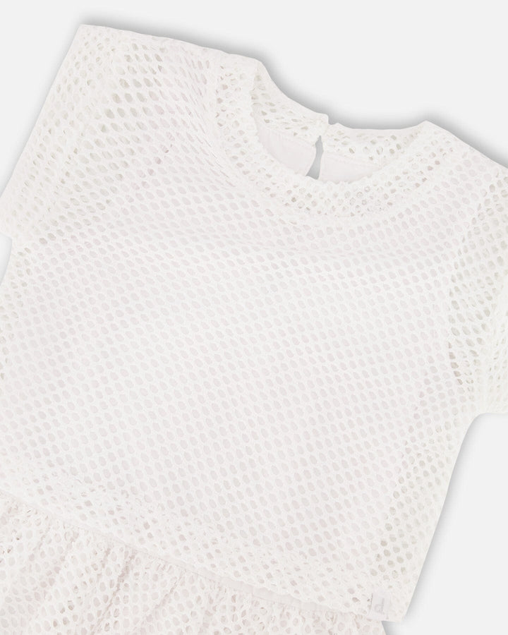 Bi-Material Mesh And Organic Cotton Dress Snow White