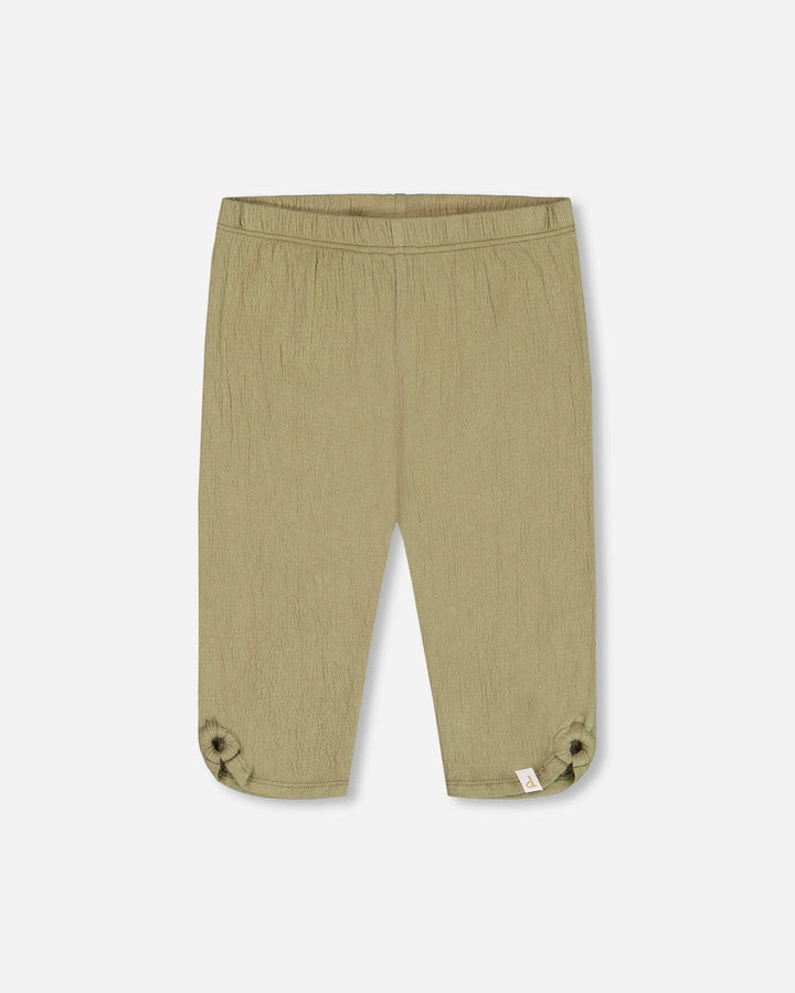 Crinkle Jersey Capri Legging Olive Green