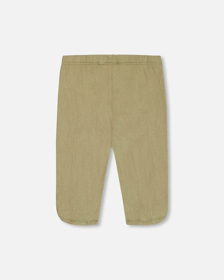 Crinkle Jersey Capri Legging Olive Green