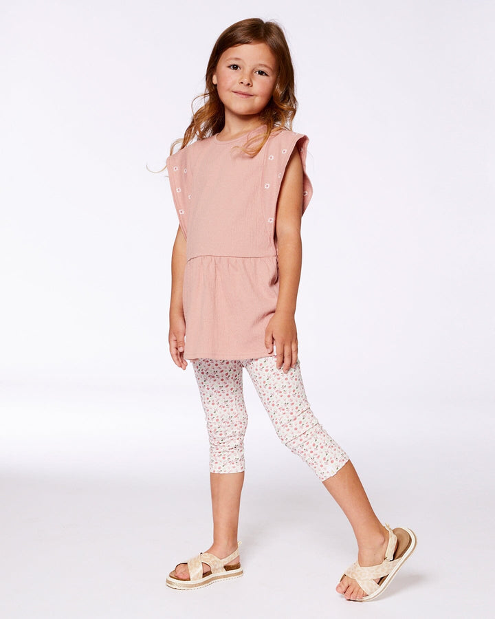 Crinkle Jersey Tunic With Embroidery Dark Old Pink