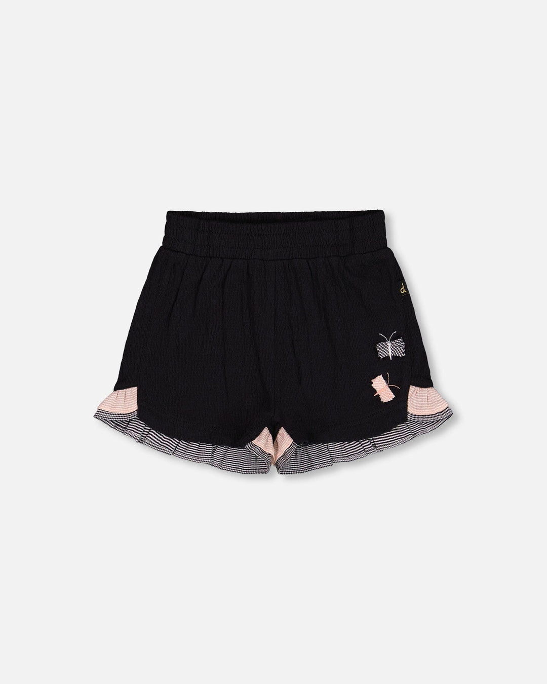 Crinkle Short With Frills Black And Butterflies
