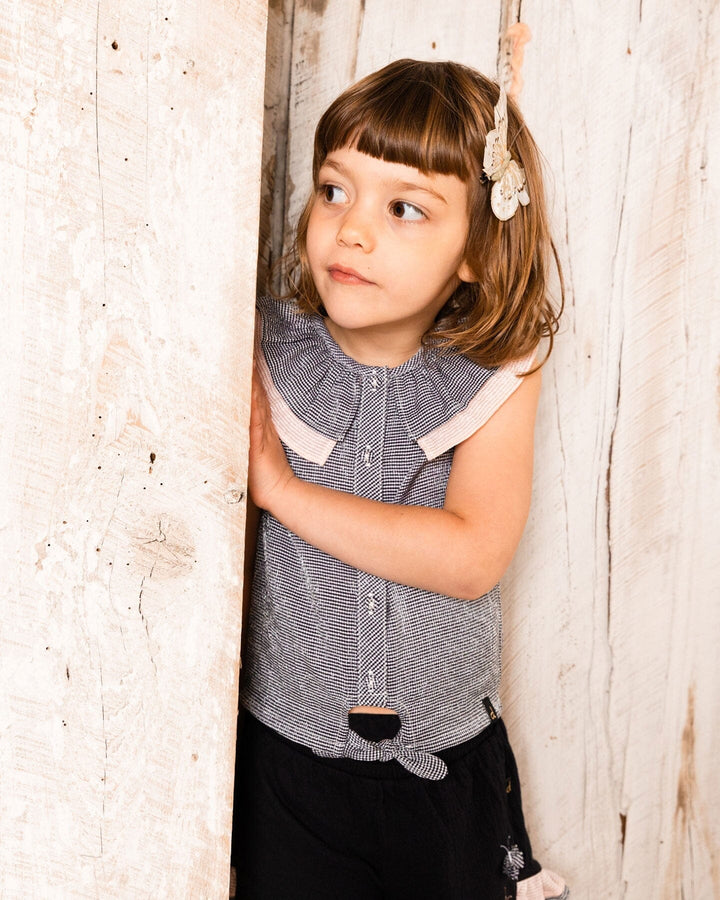 Crinkle Short With Frills Black And Butterflies