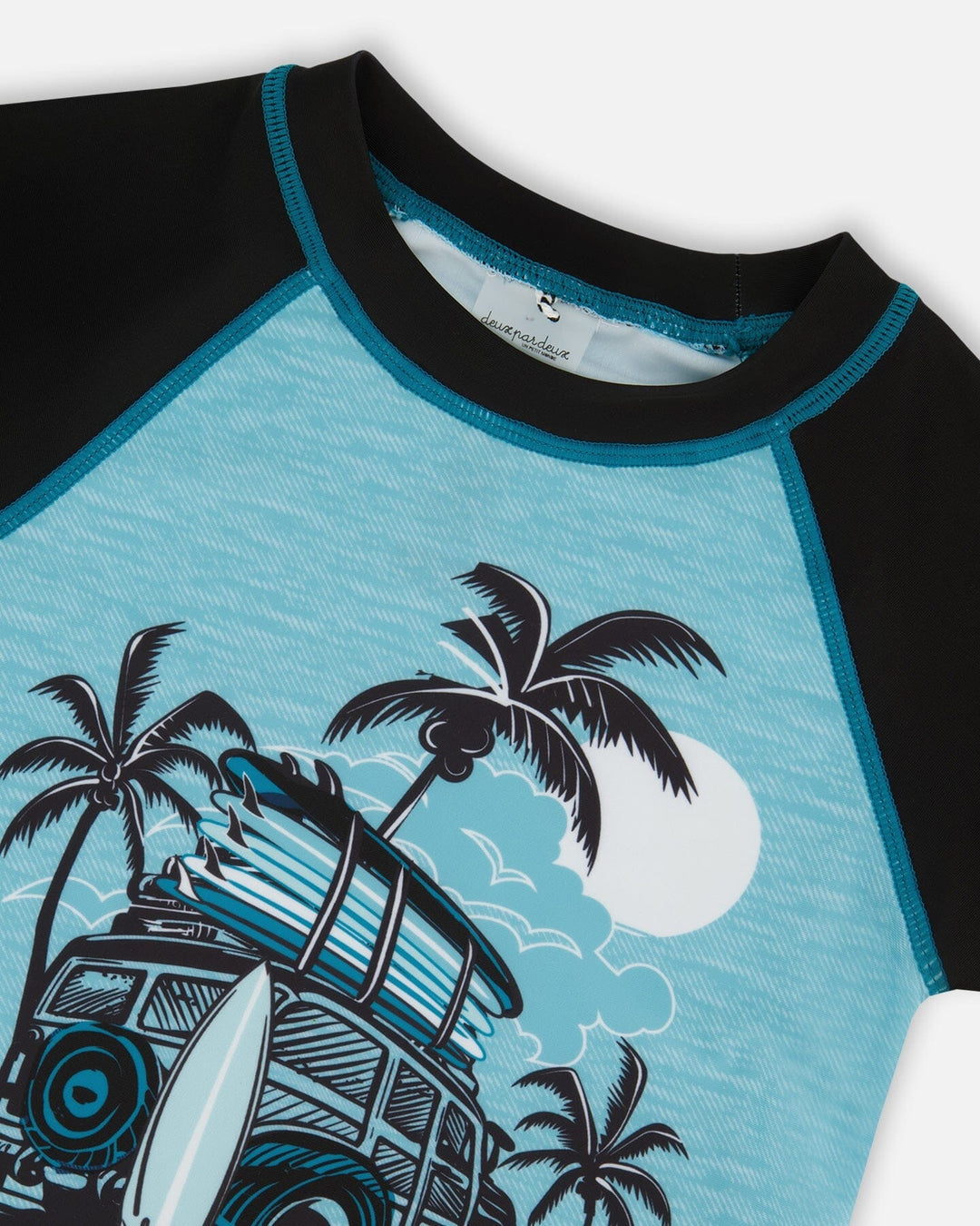 Short Sleeve Rashguard Light Blue And Black