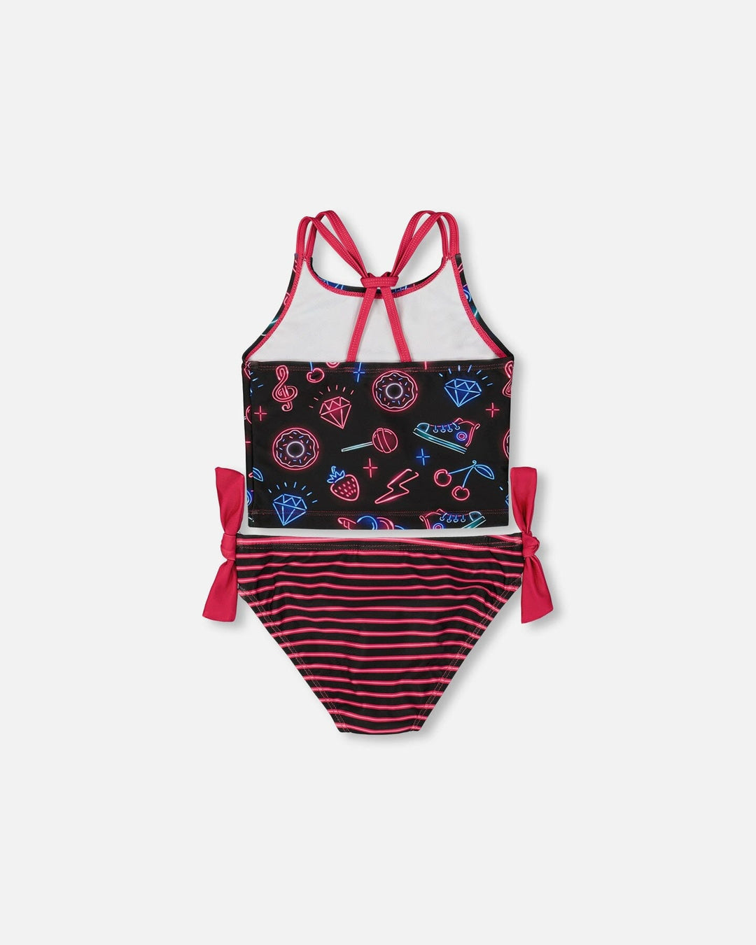 Printed Two-Piece Swimsuit Black And Blue And Pink Items