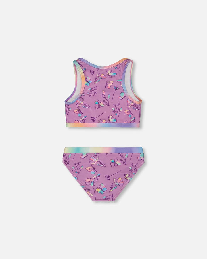 Printed Two-Piece Swimsuit Old Mauve And Multicolored Butterflies
