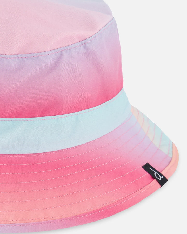 Printed Beach Sun Hat Pink, Orange, And Turquoise