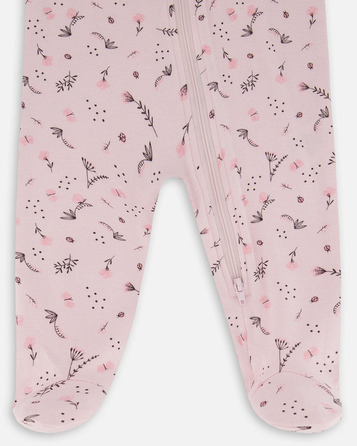 Printed Organic Cotton One-Piece Pajama Off-White And Multi Truck
