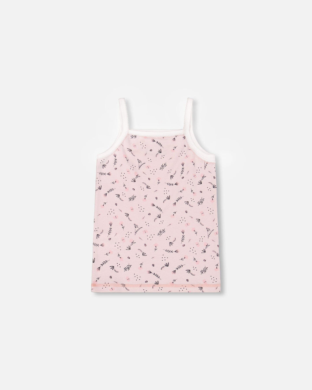 Printed Organic Cotton Tank Top Small Pink Flowers On Pale Pink Background