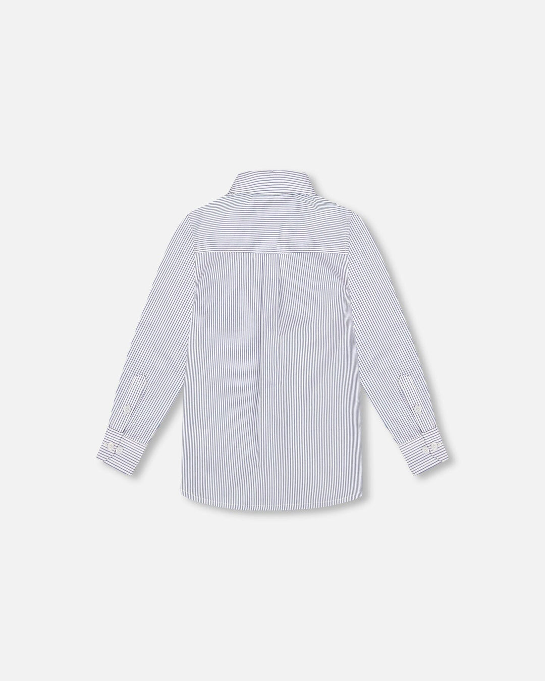 Long Sleeve Button Down Shirt Navy Blue Stripes
