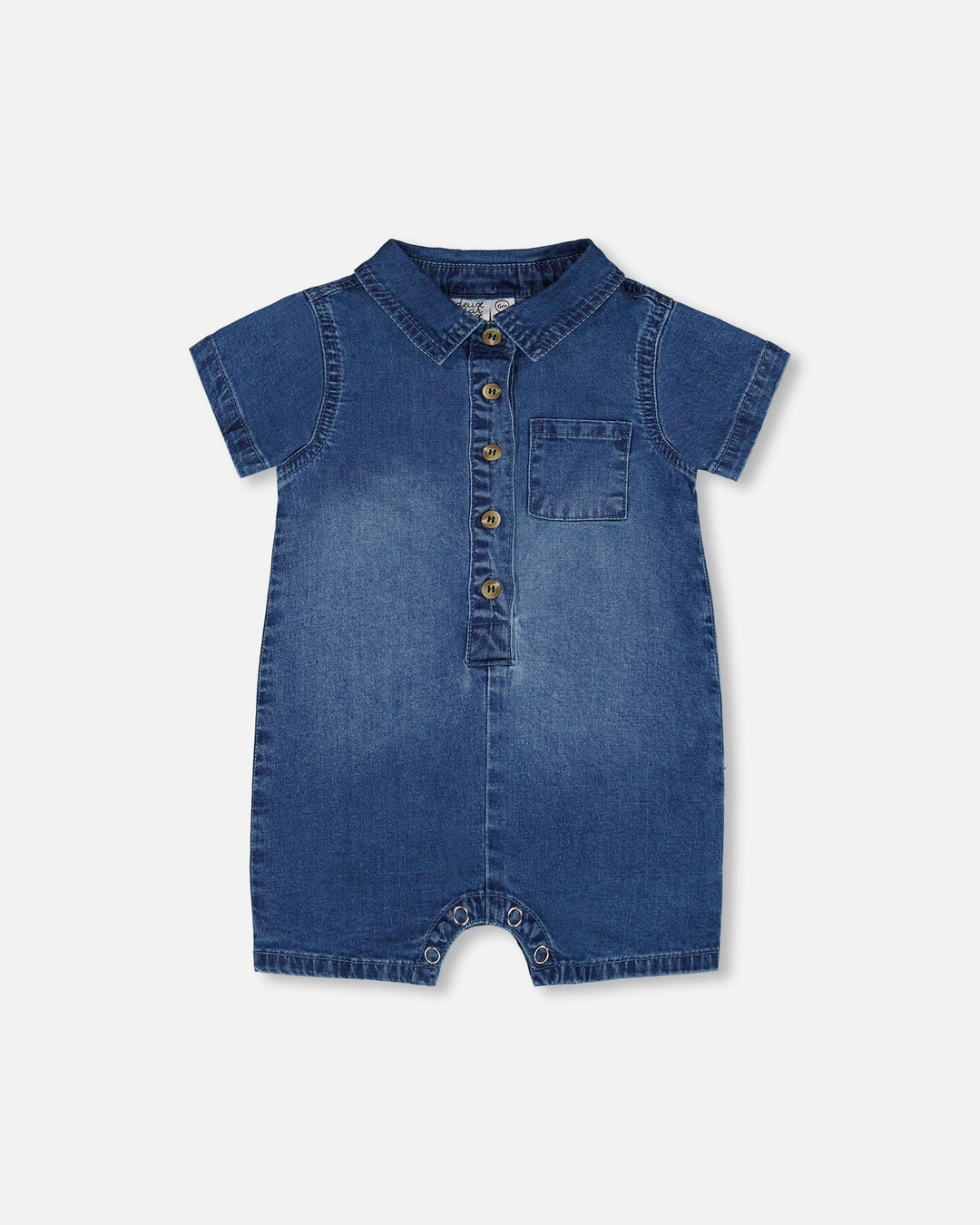 One-Piece Denim Romper Dark Denim Blue