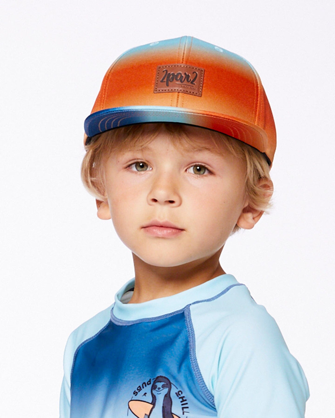 Printed Cap Navy Blue, Turquoise, And Orange