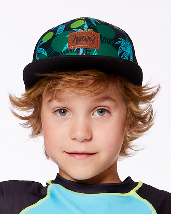 Printed Cap Green Jungle On Black