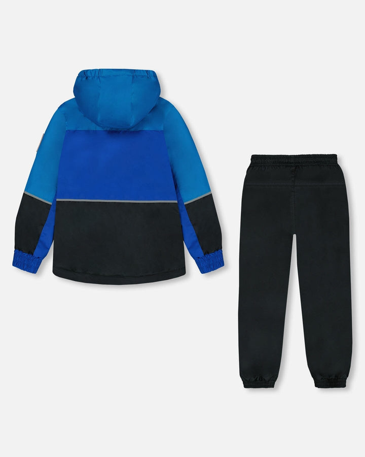Two-Piece Mid-Season Outerwear Set Royal Blue And Black