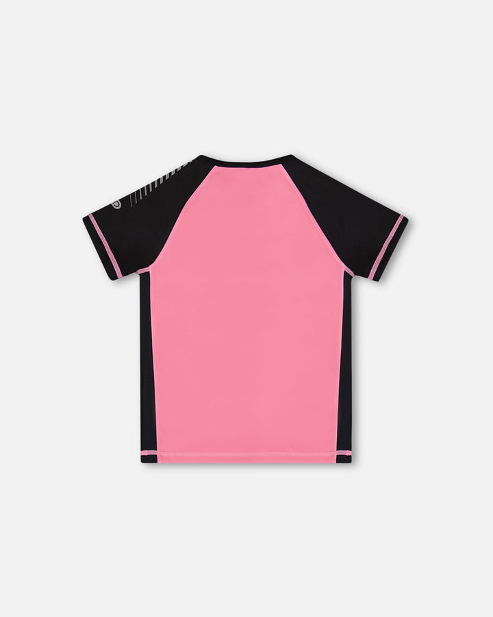 Printed Short Sleeve Athletic Top Pink With Butterflies