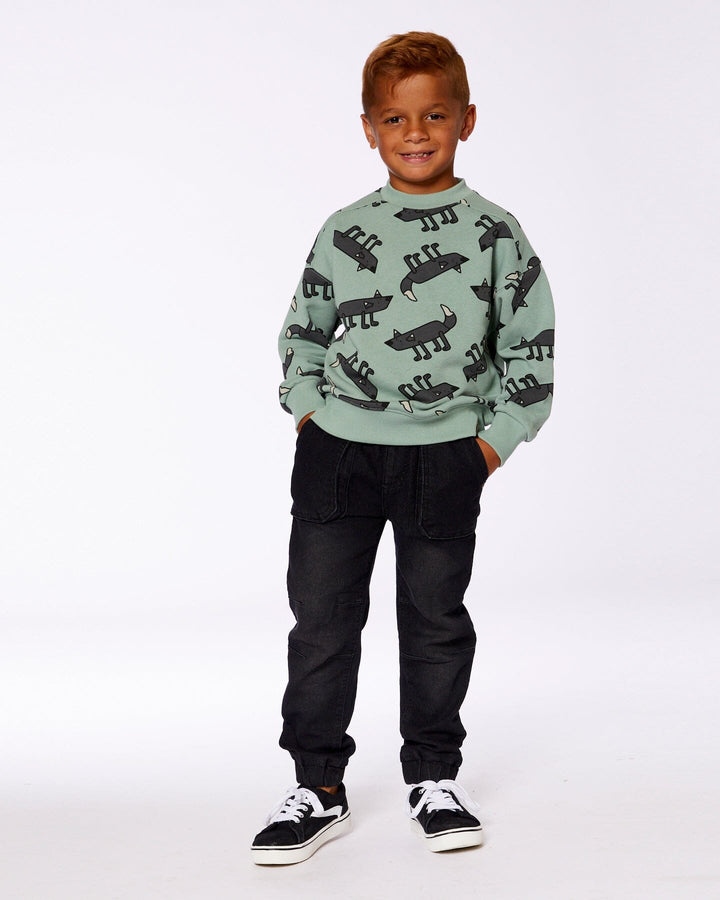French Terry Denim Jogger Pant Black Jeans