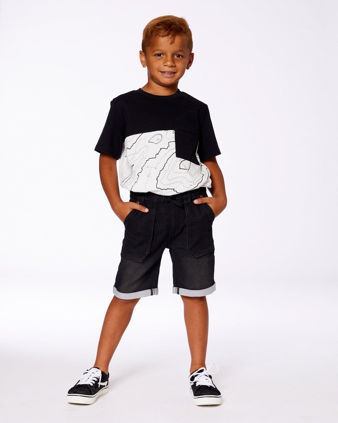 French Terry Denim Short Black Jeans