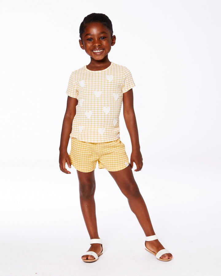 Crinkle Short Pale Yellow And White