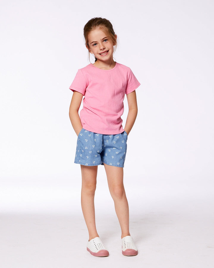Crinkle Short Sleeve Top Candy Pink