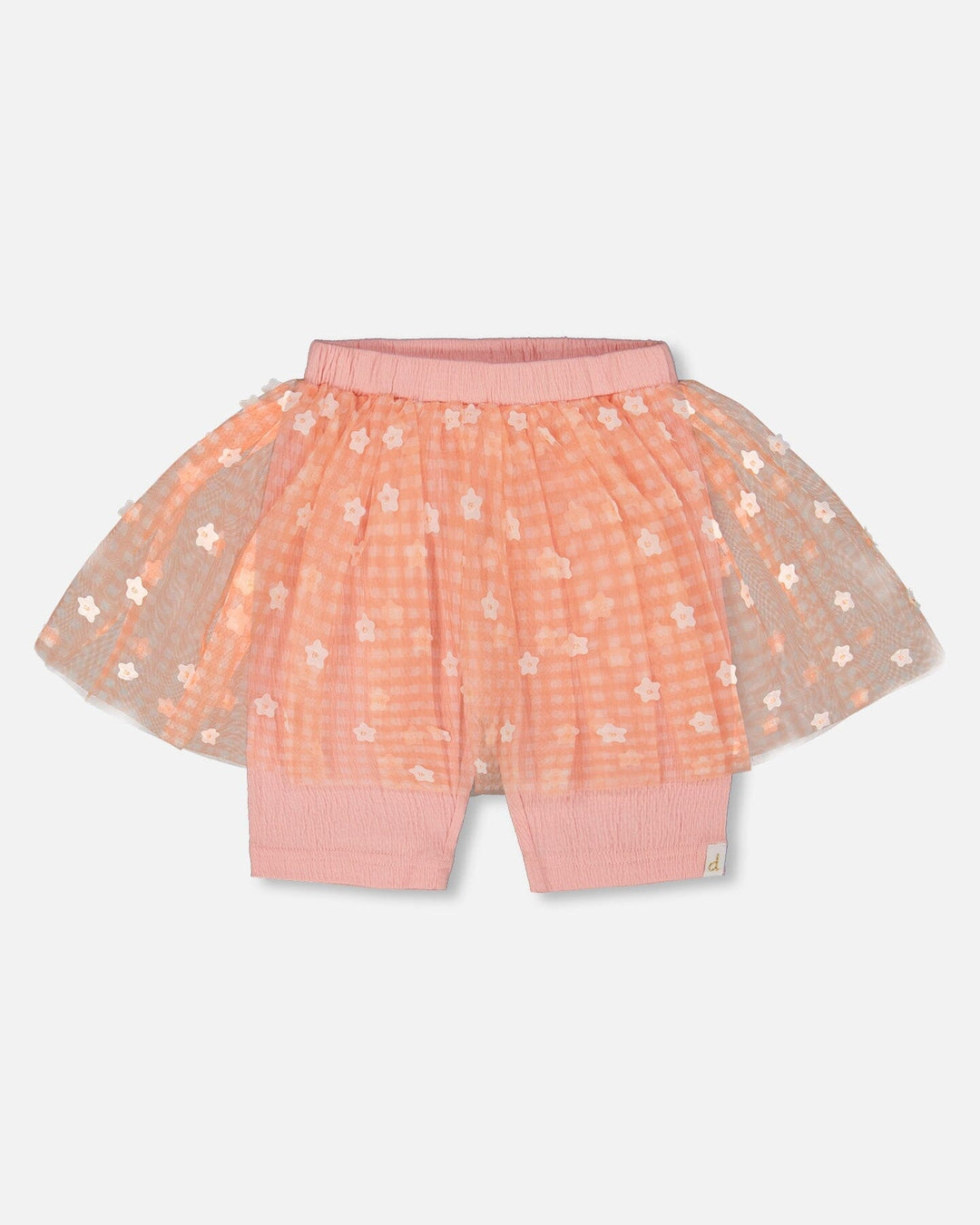 Crinkle Biker Short With Flower Mesh Skirt Light Old Pink