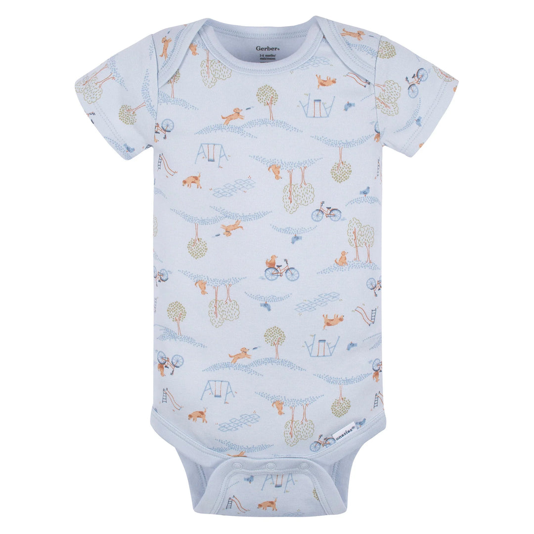 Gerber Baby Boys Short Sleeve Bodysuit Onesies - 3pk Puppy Playground