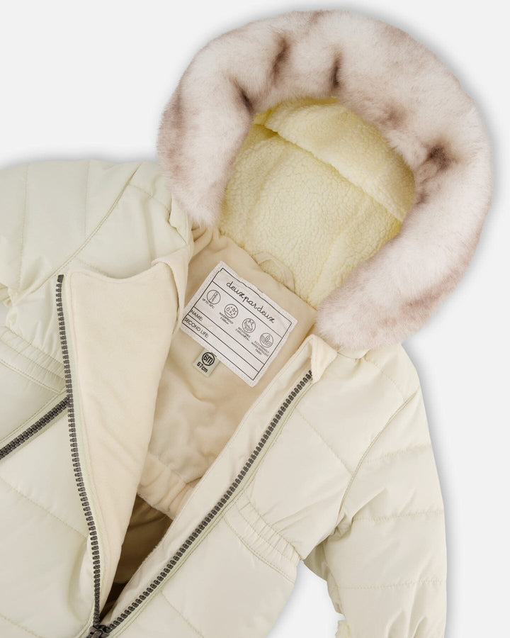 One-Piece Baby Layette Snowsuit Designed For Car Seat White Asparagus