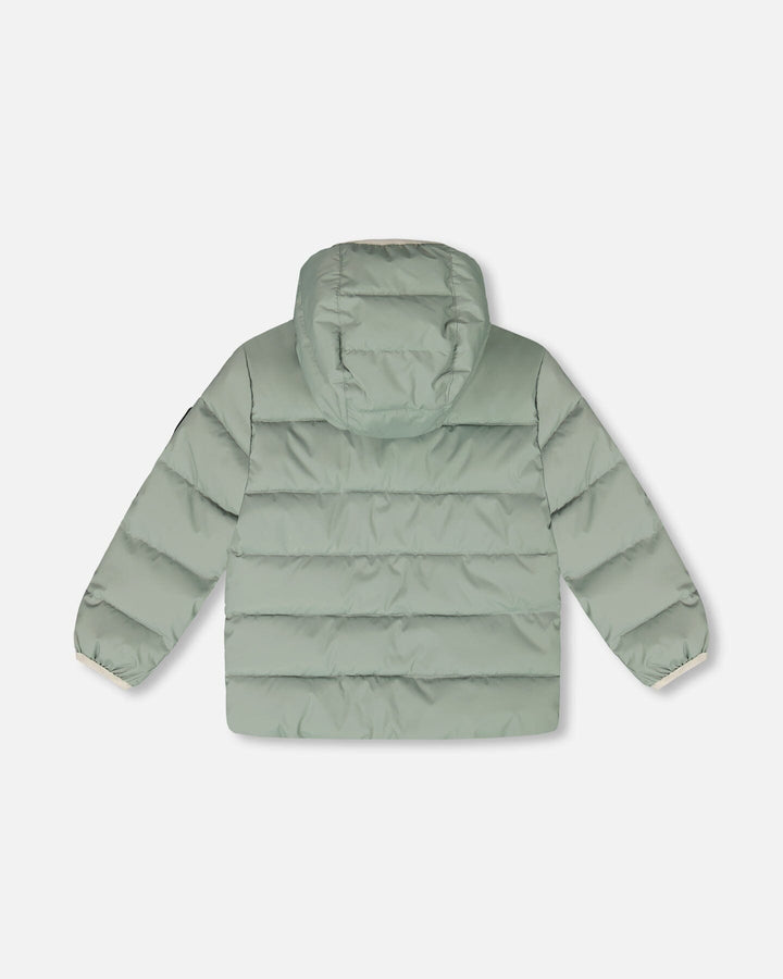 Compressible Winter Puffy Coat Designed For Car Seat Sage Green
