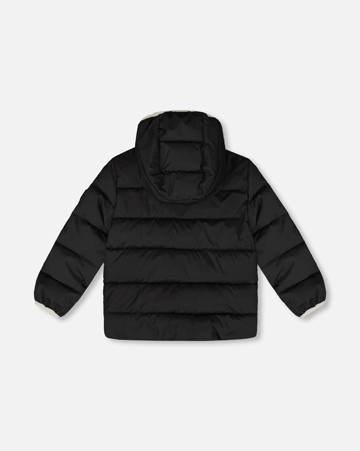 Compressible Winter Puffy Coat Designed For Car Seat Black