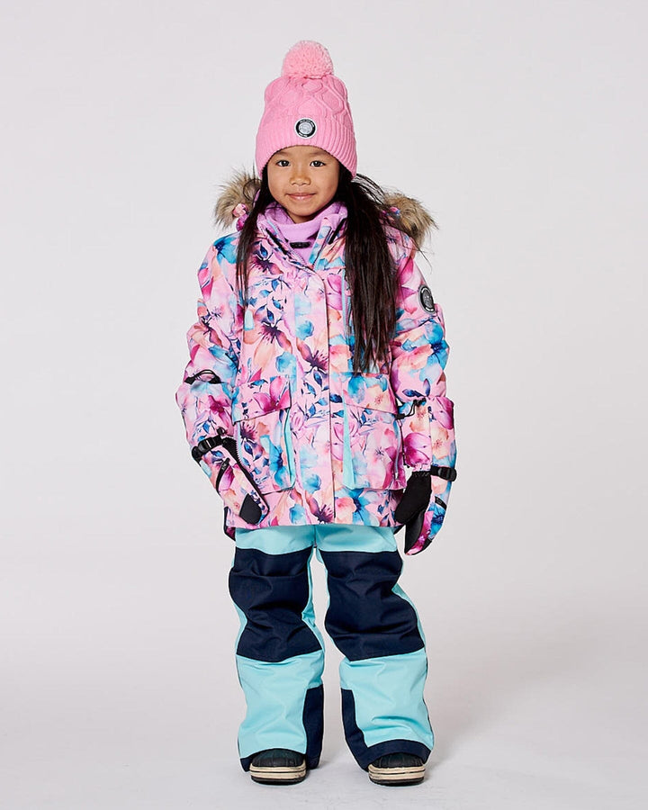 Lined Knit Pompom Hat Pink And Purple And Black