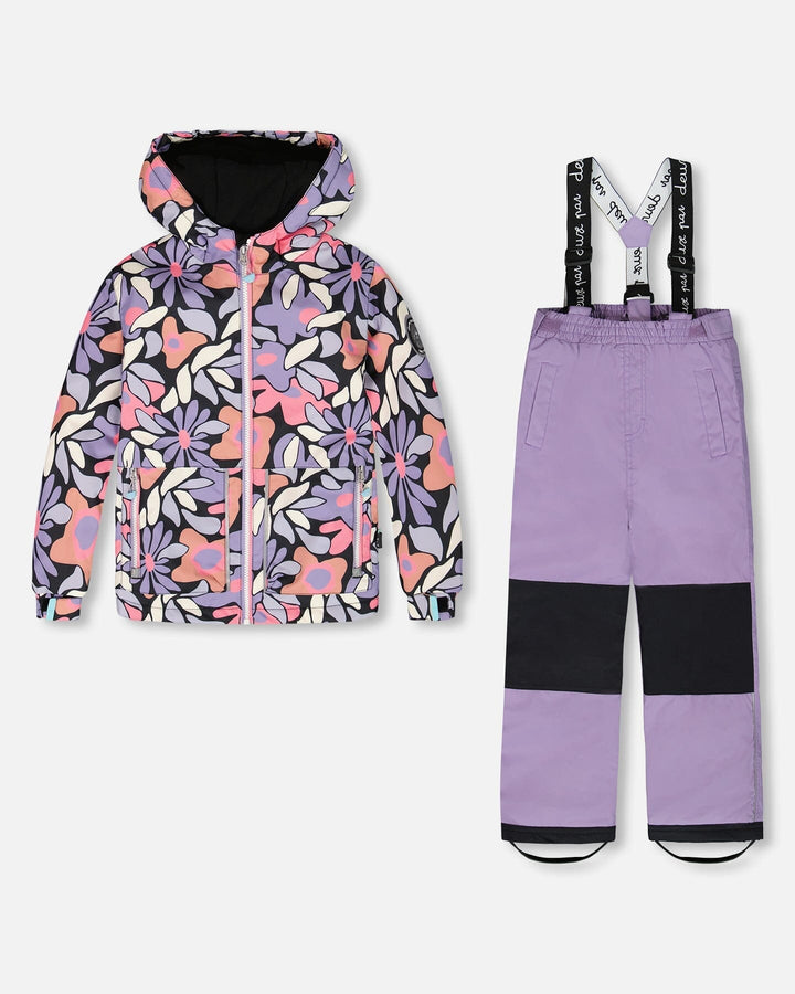 Two-Piece Chill Outerwear Set With Light Insulation Purple Gray