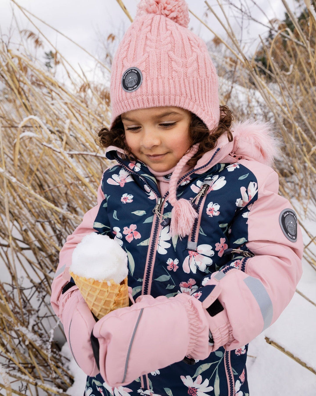One-Piece Play Snowsuit Navy Flower Print